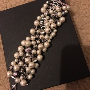 Silver tone pearl bracelet